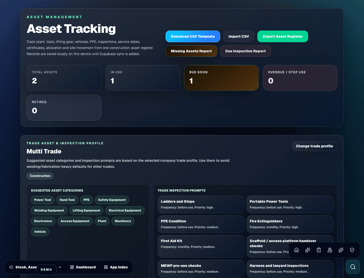Zektrx construction asset tracking preview